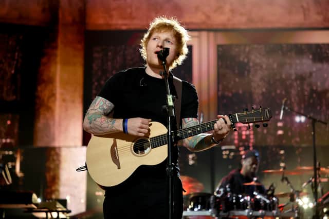 Ed Sheeran performs on stage during the 37th Annual Rock & Roll Hall of Fame Induction Ceremony at Microsoft Theater on November 05, 2022 in Los Angeles, California. (Photo by Theo Wargo/Getty Images for The Rock and Roll Hall of Fame)