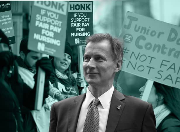 Chancellor Jeremy Hunt is expected to make a fresh offer aimed at resolving the long-running dispute involving nurses, ambulance staff and other NHS workers on Thursday (Photos: Getty)