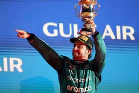 Fernando Alonso celebrates third place at Bahrain GP two weeks ago