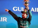 Fernando Alonso celebrates third place at Bahrain GP two weeks ago