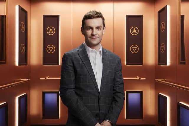 Rise and Fall contestant Edmund, pictured in the gold elevator (Credit: Channel 4)