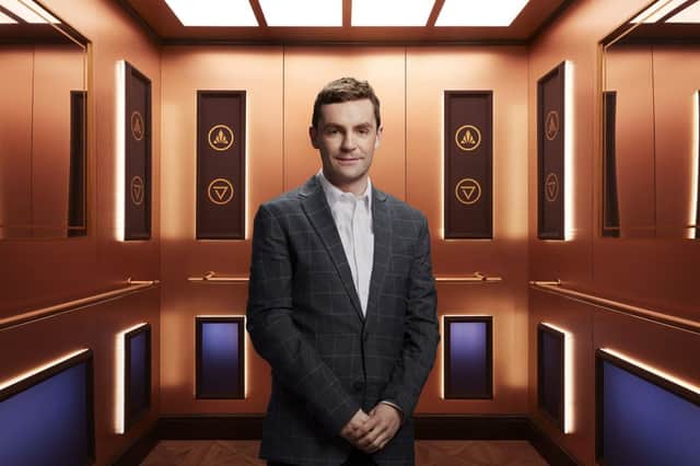 Rise and Fall contestant Edmund, pictured in the gold elevator (Credit: Channel 4)