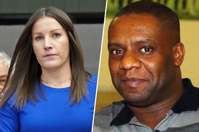 PC Mary Bettley-Smith (L) hit Dalian Atkinson (R) after he’d been tasered. Picture: PA