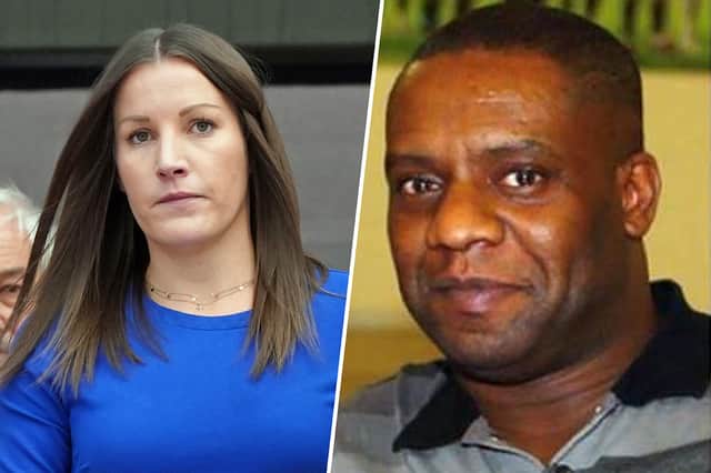 PC Mary Bettley-Smith (L) hit Dalian Atkinson (R) after he’d been tasered. Picture: PA