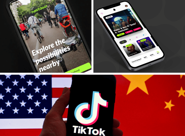 TikTok alternatives NextDoor and PearPop apps (OLIVIER DOULIERY/AFP / Cindy Ord / Getty Images / Alexgmorrison)