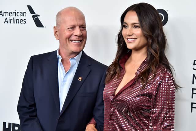 Bruce Willis and wife Emma Heming Willis attend the “Motherless Brooklyn” Arrivals during the 57th New York Film Festival on October 11, 2019 in New York City. (Photo by Theo Wargo/Getty Images for Film at Lincoln Center)