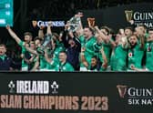 Ireland celebrate winning the Grand Slam on Saturday