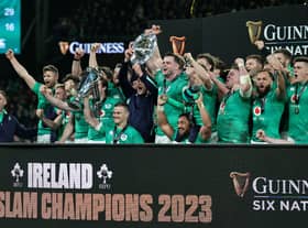 Ireland celebrate winning the Grand Slam on Saturday