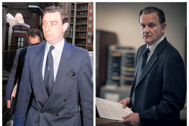 Brian Boyce (left) and Hugh Bonneville who plays him in The Gold