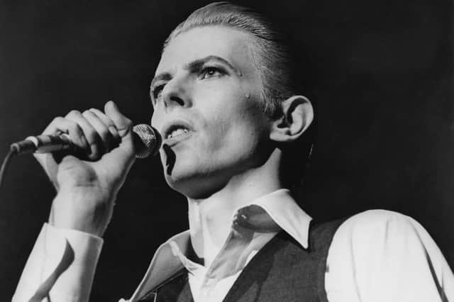 English singer David Bowie (1947 - 2016) in concert at Wembley, London, May 1976. (Photo by Central Press/Hulton Archive/Getty Images)