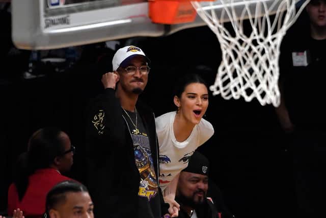 LOS ANGELES, CA - OCTOBER 20: Kendall Jenner attends a basketball game between the Houston Rockets and Los Angeles Lakers at Staples Center on October 20, 2018 in Los Angeles, California. NOTE TO USER: User expressly acknowledges and agrees that, by downloading and or using this photograph, User is consenting to the terms and conditions of the Getty Images License Agreement. (Photo by Kevork Djansezian/Getty Images)
