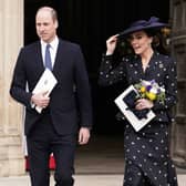 Prince William, Prince of Wales and Catherine, Princess of Wales depart the annual Commonwealth Day Service at Westminster Abbey on March 13, 2023 in London, England. (Photo by Jordan Pettitt - WPA Pool/ Getty Images)