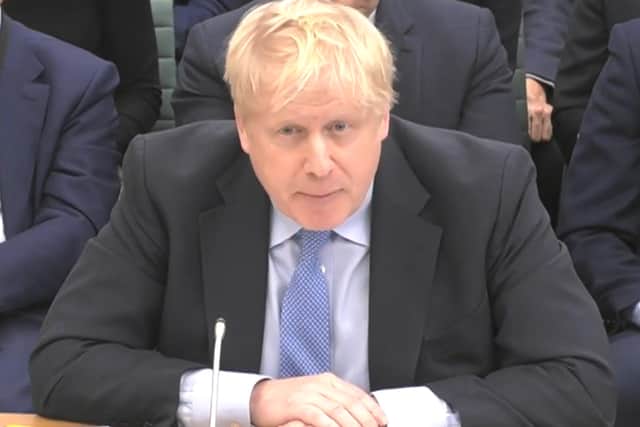 Boris Johnson giving evidence to the Privileges Committee at the House of Commons, London. Picture date: Wednesday March 22, 2023. Credit: PA