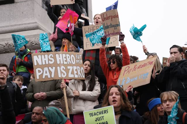 NHS staff and teachers have been striking over pay this winter as inflation has led to real-terms pay cuts (image: Getty Images)