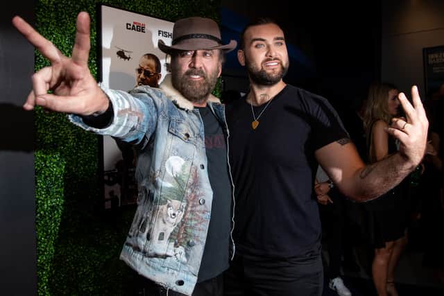 BEVERLY HILLS, CALIFORNIA - SEPTEMBER 16: Nicholas Cage and Weston Coppola Cage attend the premiere of Quiver Distribution's 'Running with the Devil' at Writers Guild Theater on September 16, 2019 in Beverly Hills, California. (Photo by Emma McIntyre/Getty Images)