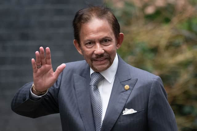 Sultan of Brunei Hassanal Bolkiah arrives in Downing Street ahead of a meeting with British Prime Minister Boris Johnson on February 04, 2020 in London, England. (Photo by Leon Neal/Getty Images)