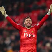 Ben Foster celebrates a Watford goal in 2019