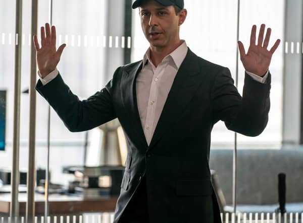 Jeremy Strong as Kendall Roy in Succession Season 3, hands raised as if to show he's unarmed (Credit: HBO)