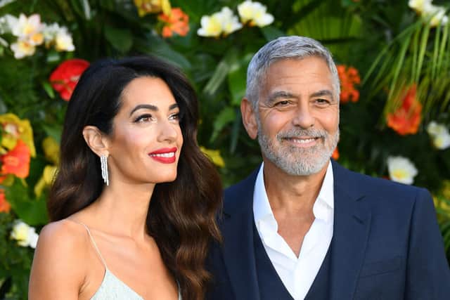 George and Amal Clooney attend the "Ticket To Paradise" World Film Premiere at Odeon Luxe Leicester Square on September 07, 2022 in London, England. (Photo by Joe Maher/Getty Images)