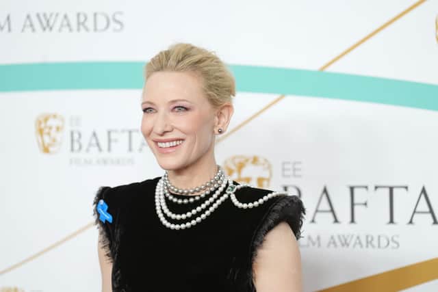 Cate Blanchett attends the EE BAFTA Film Awards 2023 at The Royal Festival Hall on February 19, 2023 in London, England. (Photo by Dominic Lipinski/Getty Images)