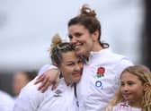 Sarah Hunter (R) and Marlie Packer ahead of Hunter’s last game for England