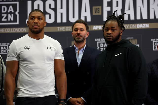 Anthony Joshua (L) with upcoming opponent Jermaine Franklin