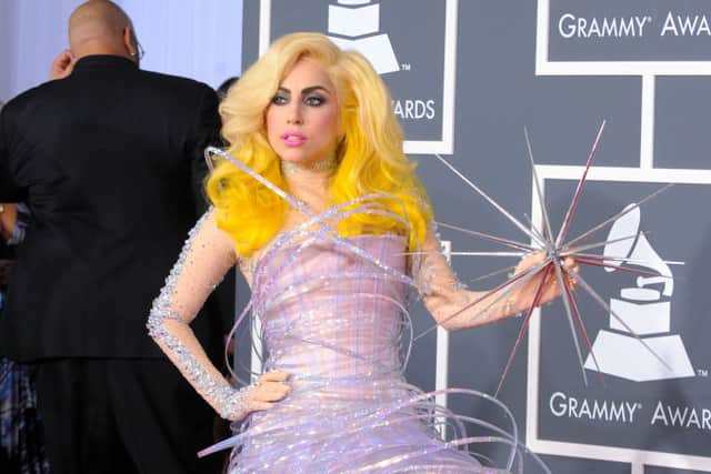 Lady Gaga ensured all the photographers were focused on her on the red carpet at The Grammys in 2010. Photograph by Getty