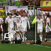 Wales celebrate equalising with Croatia in opening Euros 2024 qualifying match