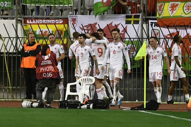 Wales celebrate equalising with Croatia in opening Euros 2024 qualifying match