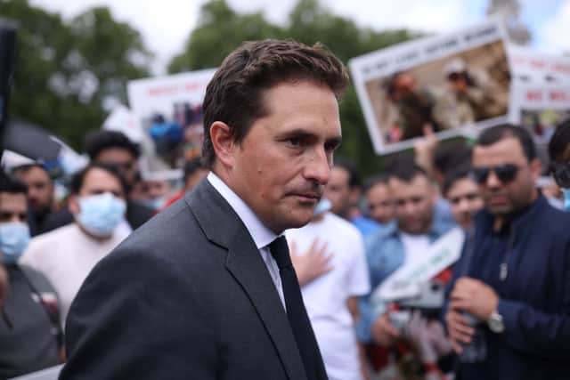 Johnny Mercer, veterans’ minister, today announced the government’s plans to move Afghan refugees out of hotels. Credit: Getty Images