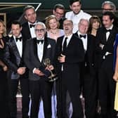  Outstanding Drama Series for "Succession" along with cast and crew onstage during the 74th Emmy Awards
