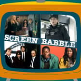 The orange Screen Babble picture, featuring images from The Power, Blue Lights, Rye Lane, and Our Friends in the North (Credit: Amazon Prime Video/BBC One/Spotlight Pictures/NationalWorld Graphics)