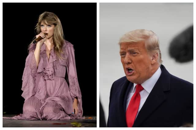 Taylor Swift and Donald Trump are trending for the right and wrong reasons. Photographs by Getty