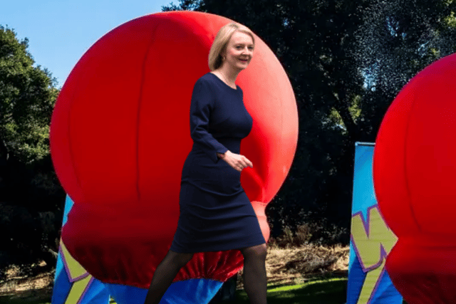 We would imagine that there are a number of voters out there who might love the prospect of Liz Truss attempting the Total Wipeout course (Credit: Getty Images/Endemol)