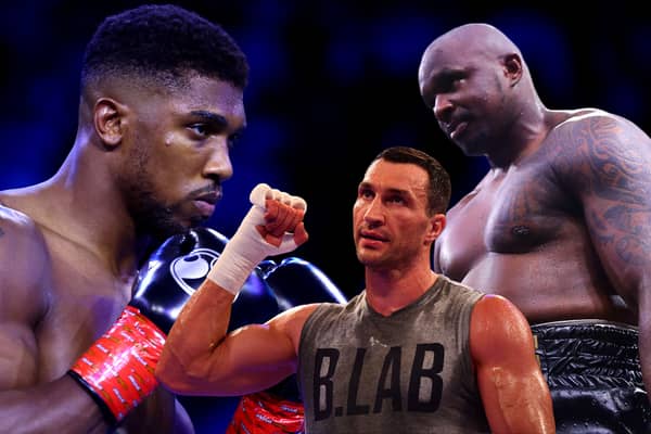 Anthony Joshua has faced a number of great opponents including Dillian Whyte and Wladimir Klitschko. (Getty Images/ Graphic by Kim Mogg)