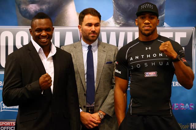 Anthony Joshua beat Dillian Whyte in 2015 to earn a world title shot. (Getty Images)