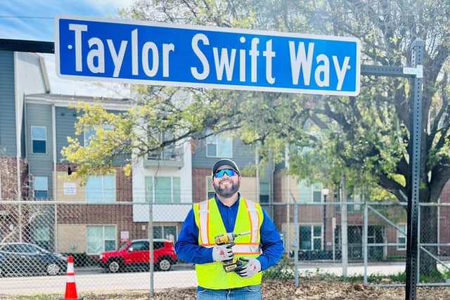 Radol Mill Road will be renamed Taylor Swift Way as part of the celebrations that the Era's World Tour is arriving in the city (Credit: Arlington Texas Governors Office)