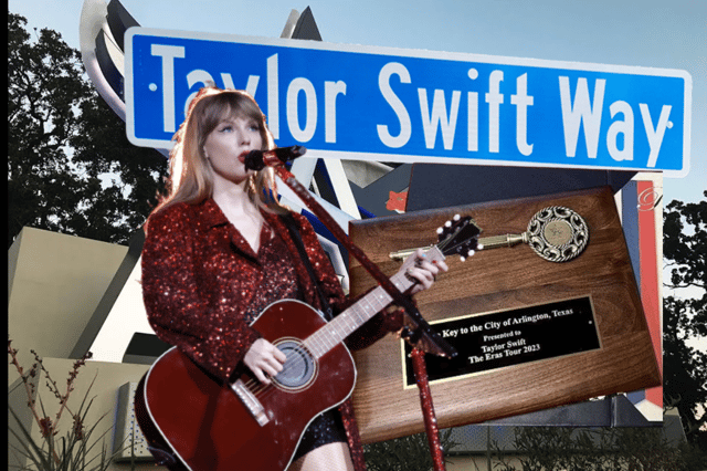 The city of Arlington, Texas will be gifting their key to the city to Taylor Swift ahead of her three performances this weekend (Credit: Getty Images/Arlington Texas Governors Office)