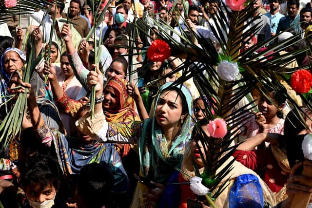 Palm Sunday being celebrated at the St Anthony’s Church in Lahore, Pakistan (Photo: ARIF ALI/AFP via Getty Images)