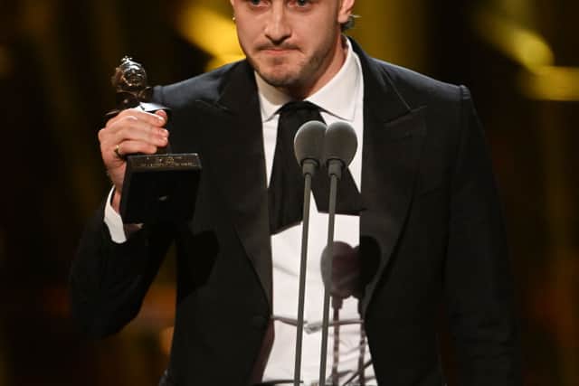 Paul Mescal with the Best Actor award for A Streetcar Named Desire onstage at The Olivier Awards 2023 at the Royal Albert Hall on April 02, 2023 in London, England. (Photo by Jeff Spicer/Getty Images for SOLT)