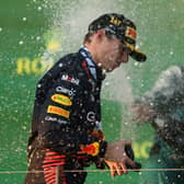 Max Verstappen and Fernando Alonso celebrate first and third places following chaotic Australian GP