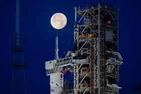 Nasa’s Artemis I Moon rocket sits at Launch Pad Complex 39B at Kennedy Space Centre, in Cape Canaveral, Florida, on 15 June  2022 (Photo: EVA MARIE UZCATEGUI/AFP via Getty Images)