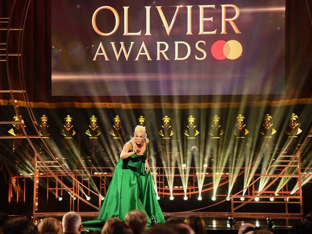 Hannah Waddingham will once again be hosting the Olivier Awards 2024. She is pictured performing onstage at The Olivier Awards 2023 at the Royal Albert Hall, which she also hosted. (Photo by Jeff Spicer/Getty Images for SOLT)