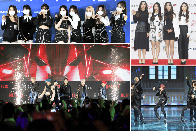 (Clockwise from top left) TWICE, Red Velvet, NCT and EXO are some of the other familiar K-Pop names for Western fans (Credit: Getty Images)