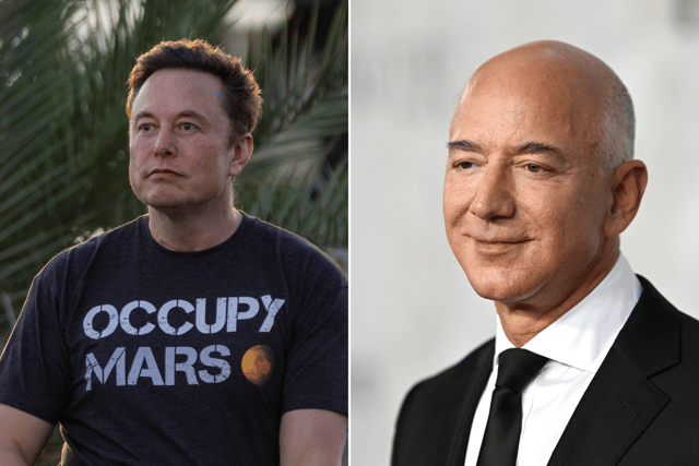 Both Elon Musk and Jeff Bezos have reached the $200 billion mark before, but have slipped down the Forbes list in 2023 (Credit: Getty Images)