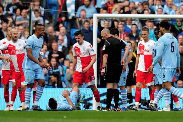 Joey Barton was sent off against Manchester City on the final day of the 2011/12 season. (Getty Images)