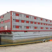 The Bibby Stockholm accommodation barge is a 222 bedroom, three-storey vessel, which can house up to 506 people. The Home Office has leased it to house asylum seekers (Photo: PA)