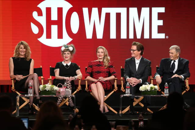 (L-R) Actors Laura Dern, Kimmy Robertson, Madchen Amick, Kyle MacLachlan and Robert Forster of the television show 'Twin Peaks' speak onstage during the Showtime portion of the 2017 Winter Television Critics Association Press Tour at the Langham Hotel on January 9, 2017 in Pasadena, California.  (Photo by Frederick M. Brown/Getty Images)