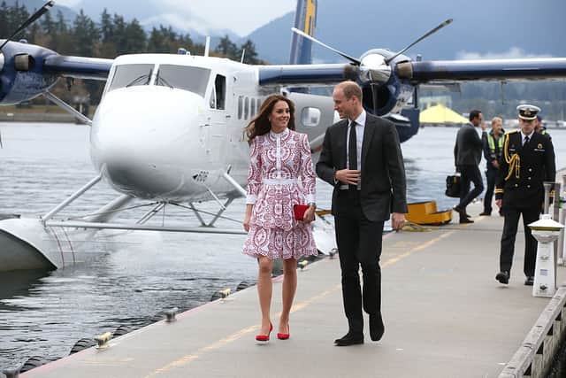 Kate went for a fun Alexander McQueen dress for their trip to Canada. Photograph by Getty
