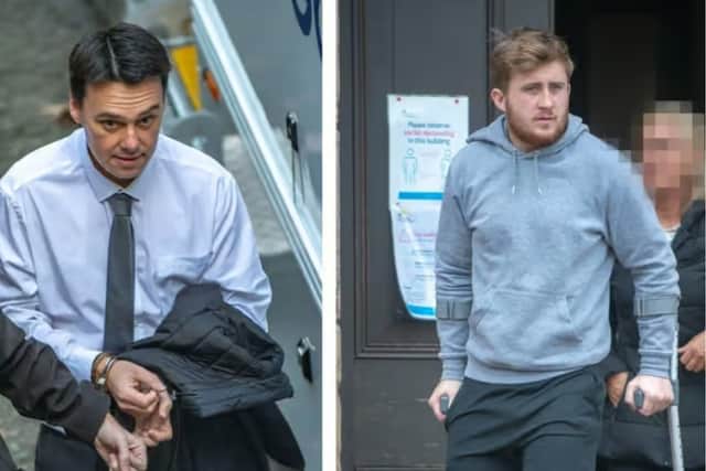 Left: Samson Price Snr being taken into Chester Crown Court on the first day of his trial and right, his victim Patrick Brown. Credit: LEP